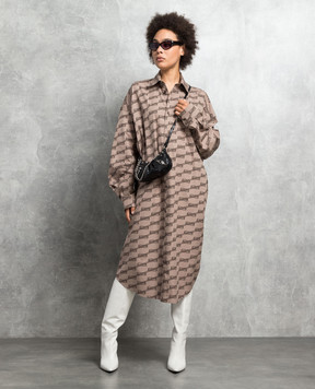 Balenciaga Коричневое платье-рубашка в логотип 755491TML36