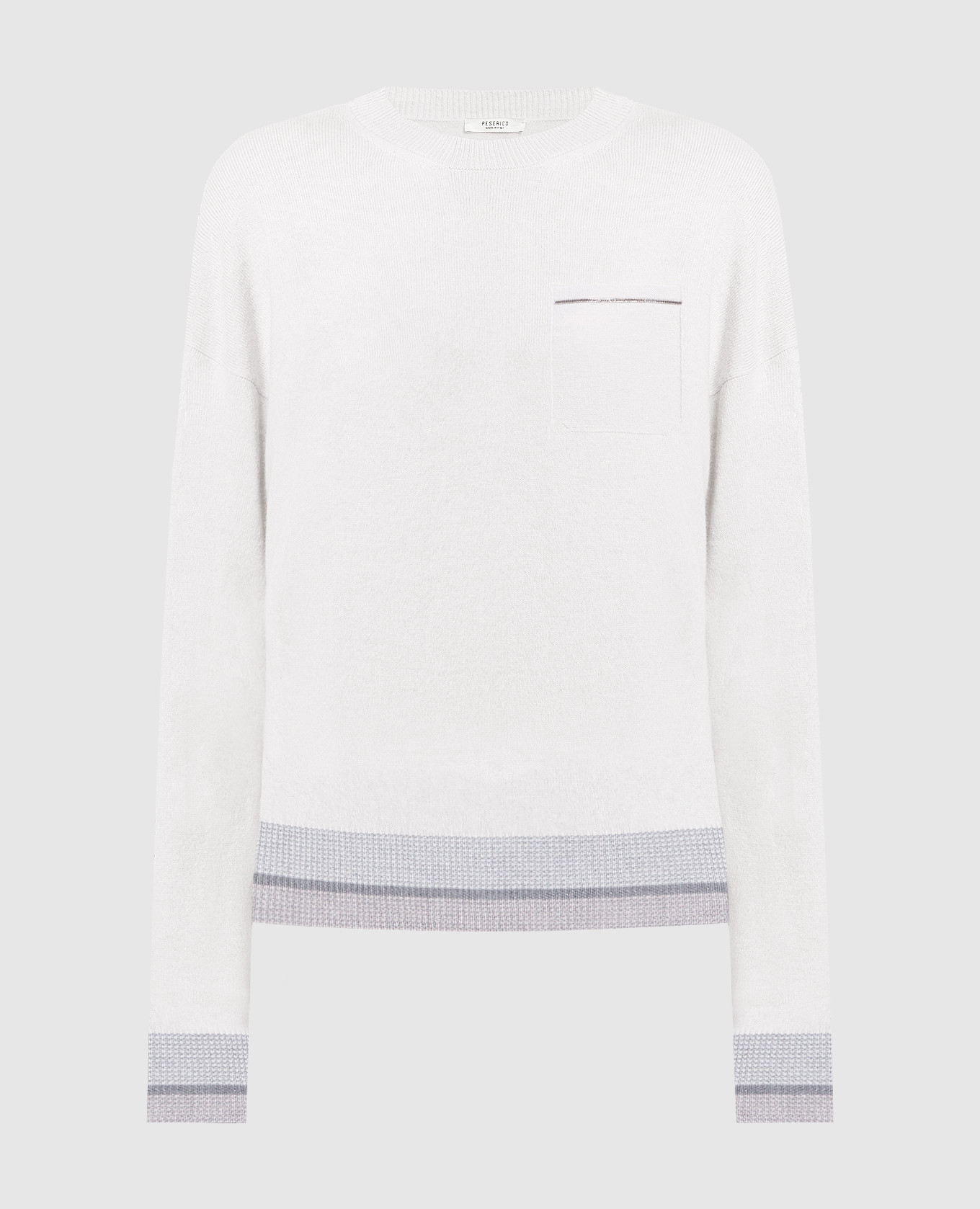 White wool, silk and cashmere jumper