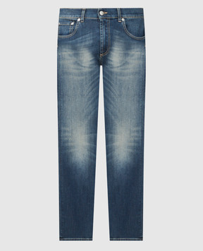 Alexander McQueen Сині джинси з вишивкою логотипа 682084QYAAT