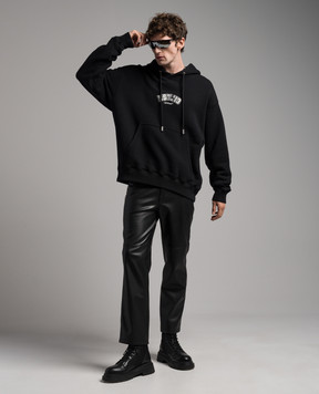 Off-White Черные худи Logic с вышивкой и принтом логотипа OMBB085G23FLE015
