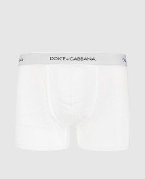 Dolce&Gabbana Белые трусы-боксеры в рубчике с логотипом. M4C13JONN96