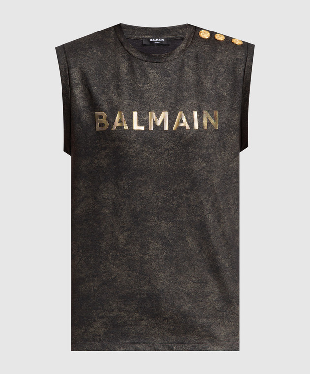 Balmain Gray top with textured logo AF1ED000BC20