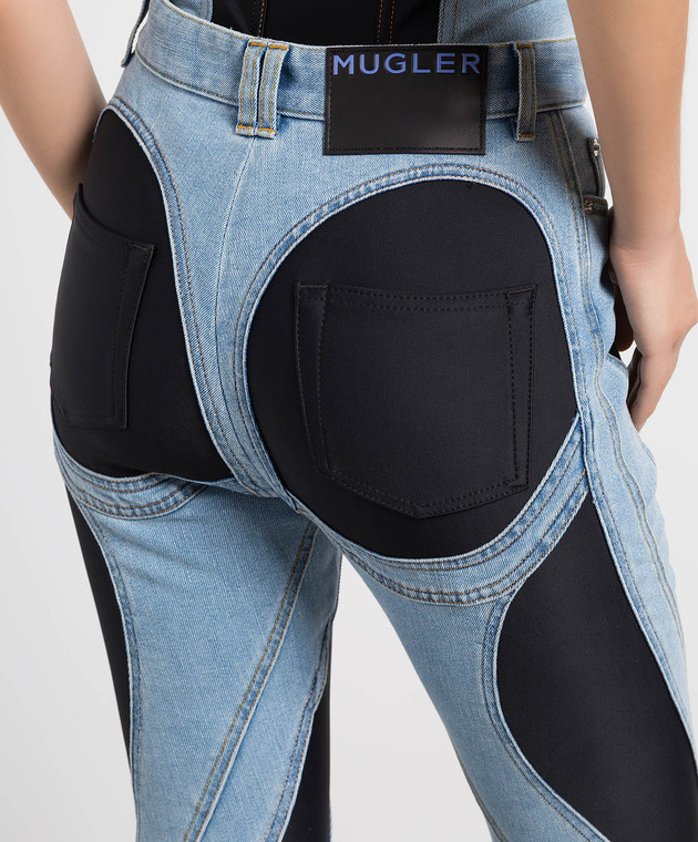 Thierry Mugler Комбинированные джинсы-скини с логотипом 23S6PA0358246 изображение 5