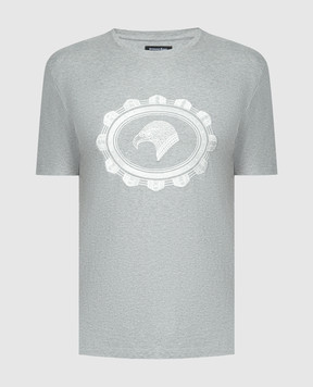 Stefano Ricci Серая меланжевая футболка с вышивкой логотипа логотип MNH4103130803CO