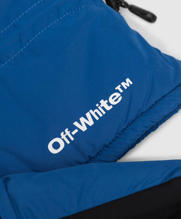 Off-White Синие рукавицы с принтом логотипа OMNE038F22FAB001 изображение 3