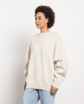 Off-White Бежевий светр з фактурним візерунком OWHE093S23KNI001