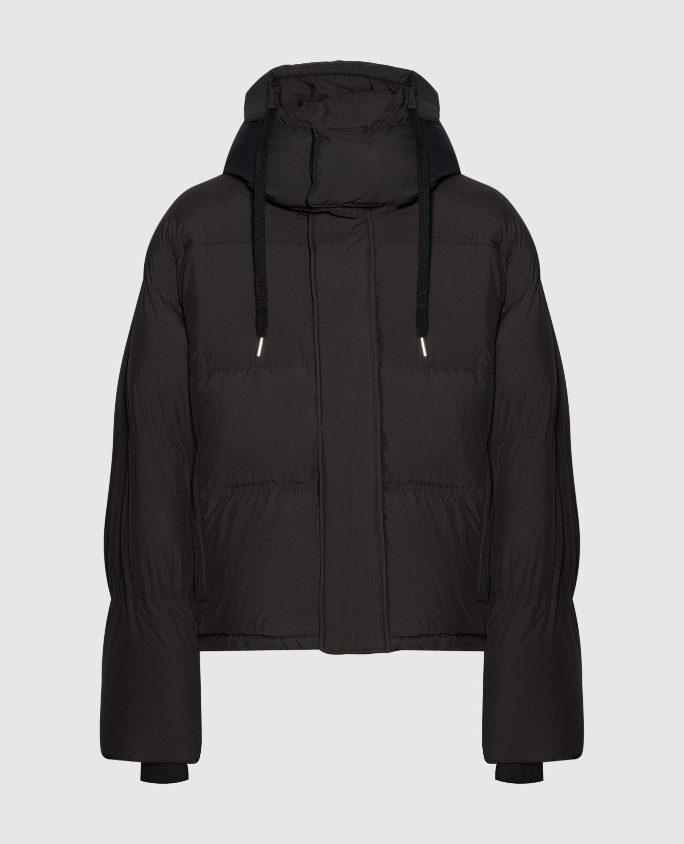 Black straight-cut down jacket with logo