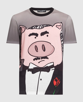 Dolce&Gabbana Сіра футболка з принтом G8IA8THH7E5