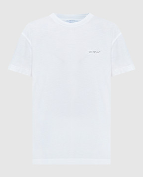 Off-White Біла футболка з квіткомим принтом емблеми логотипа OWAA089S24JER001