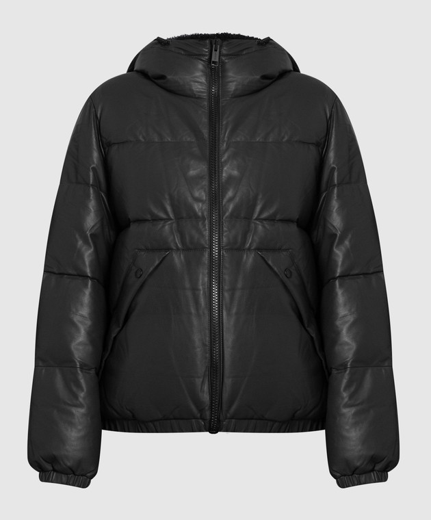 Yves Salomon Army Шкіряна чорна куртка з хутряним оздобленням 23WFV06160M04W