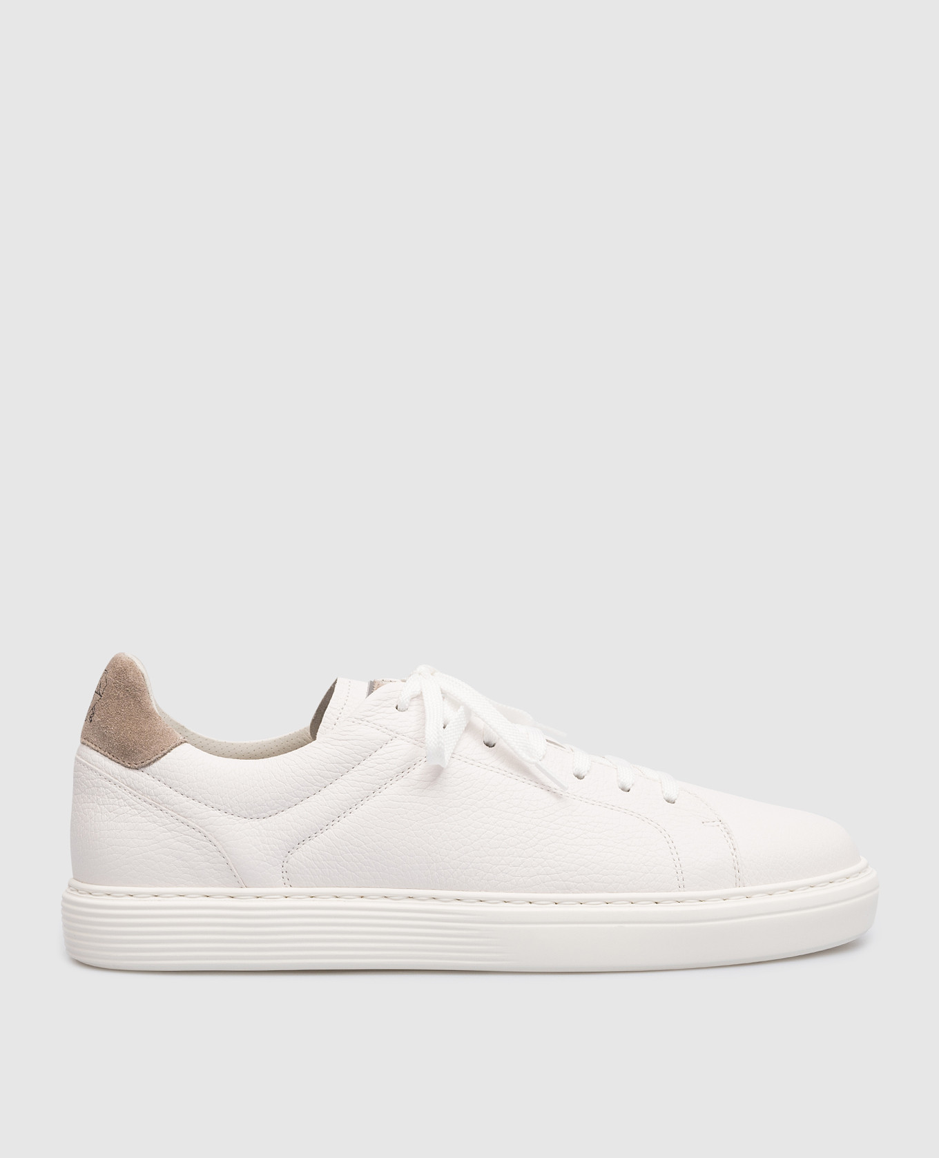 White leather sneakers with logo patch