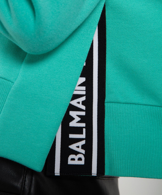Balmain Green hoodie with textured logo AF1JP000BB01 изображение 5