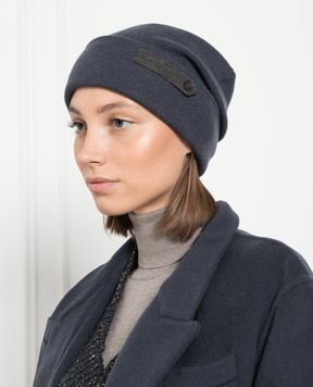 Brunello Cucinelli Синя шапка з кашеміру з ланцюжком моніль M12189549P