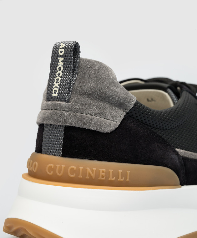 Brunello Cucinelli Чорні комбіновані кросівки з логотипом MZUFSGO278 зображення 5