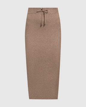 Brunello Cucinelli Коричневая юбка в рубчике с люрексом. M41822999