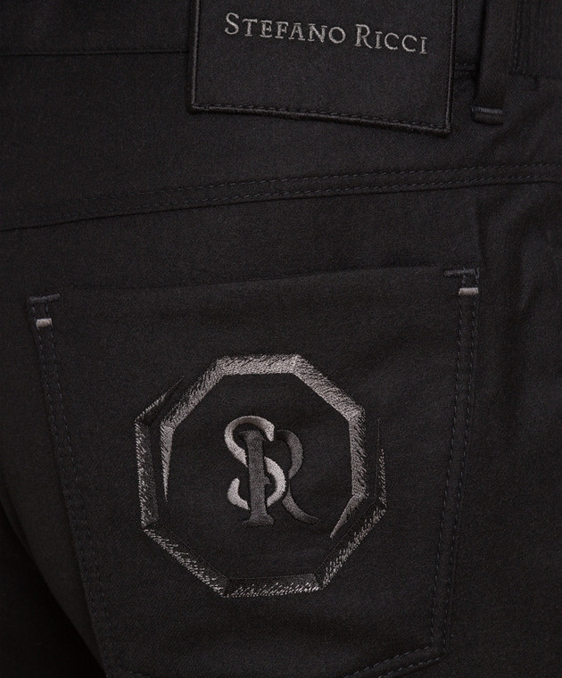 Stefano Ricci Чорні штани з вовни та кашеміру з вишивкою логотипу M8T23B0010T3207 зображення 5