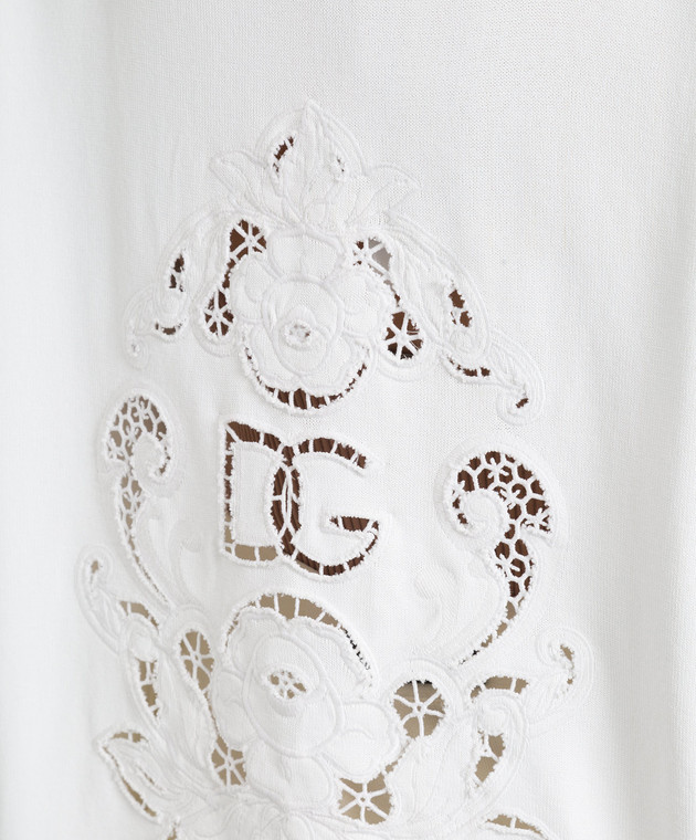 Dolce&Gabbana Білий кардиган з вишивкою ришельє FX288ZJDMA9 зображення 5