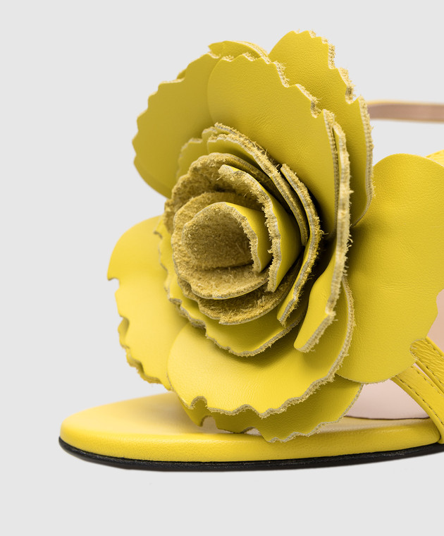 N21 Yellow leather sandals with a rose 23ECPXNV15062 изображение 5