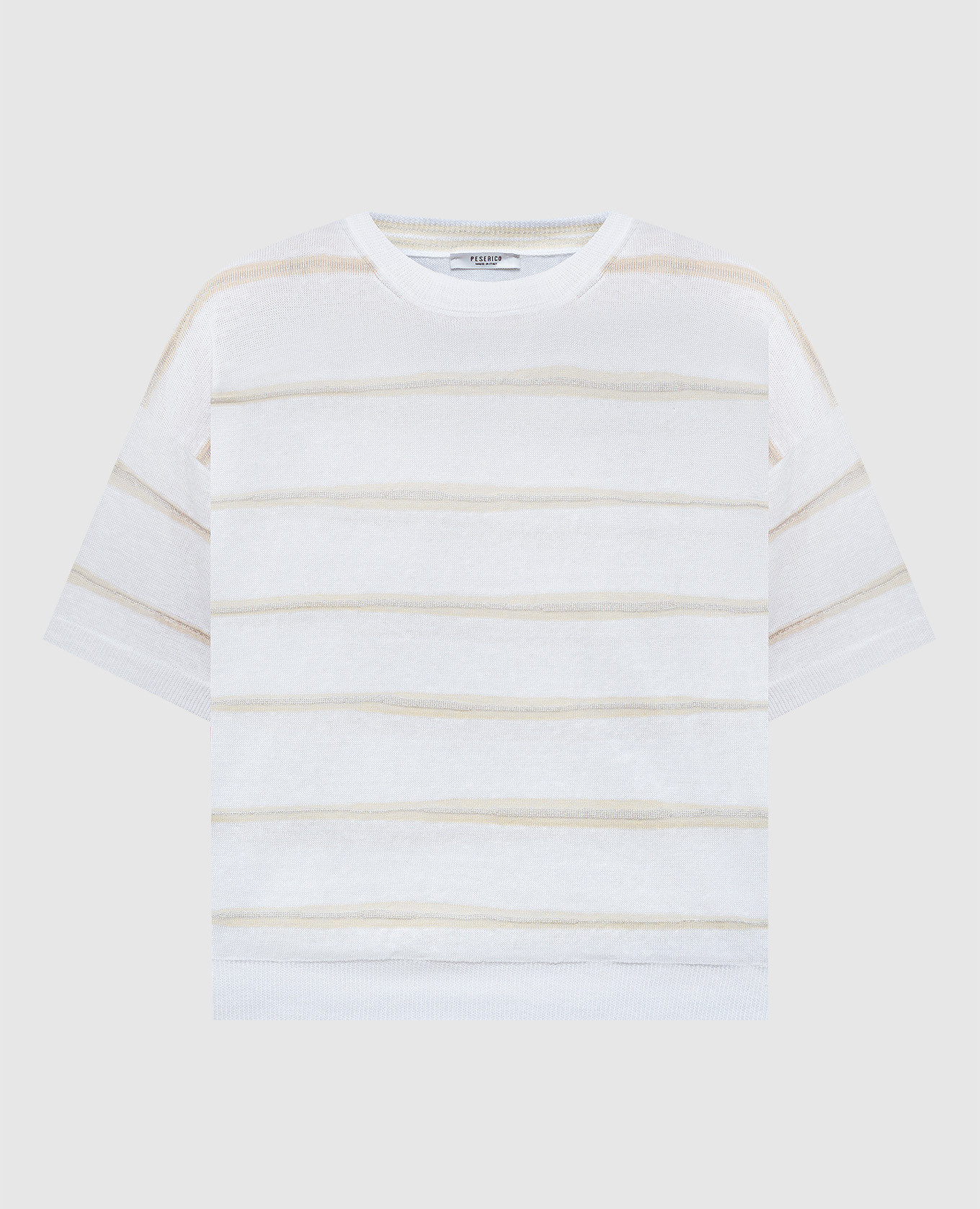 White jumper with striped linen