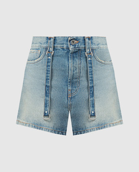 Off-White Синие джинсовые шорты с эффектом потертости OWYC016C99DEN001
