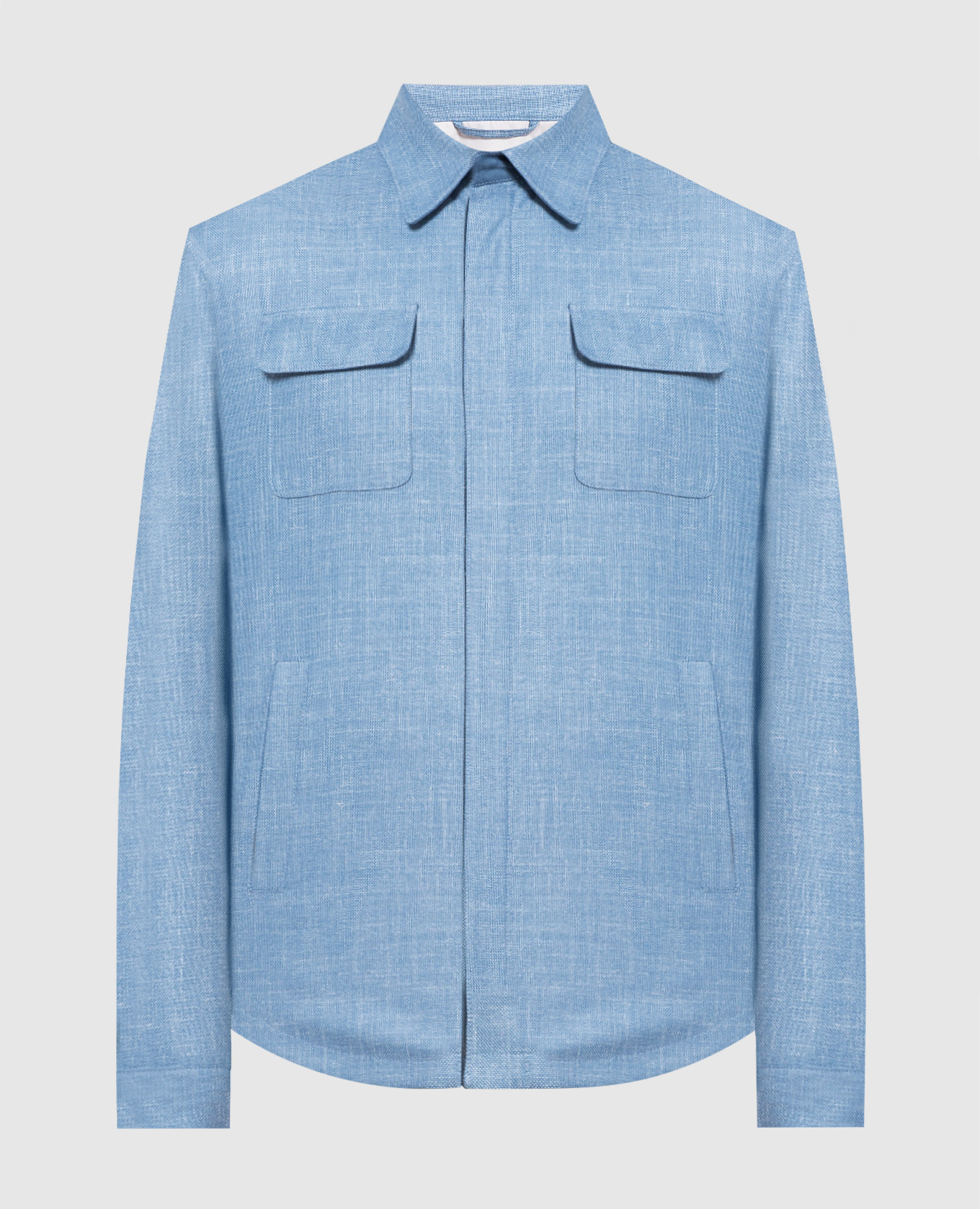 Blue jacket made of wool, silk and linen