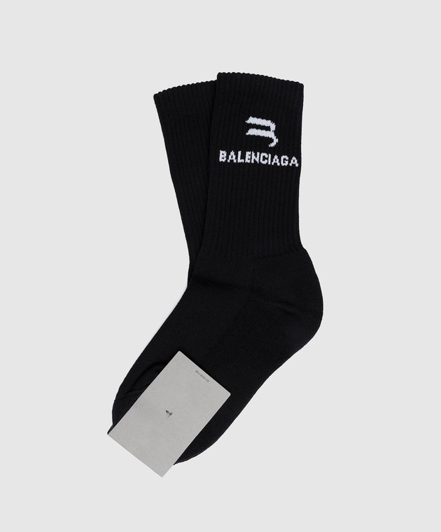 Balenciaga Чорні шкарпетки з контрастним принтом логотипу 659278372B4 зображення 2