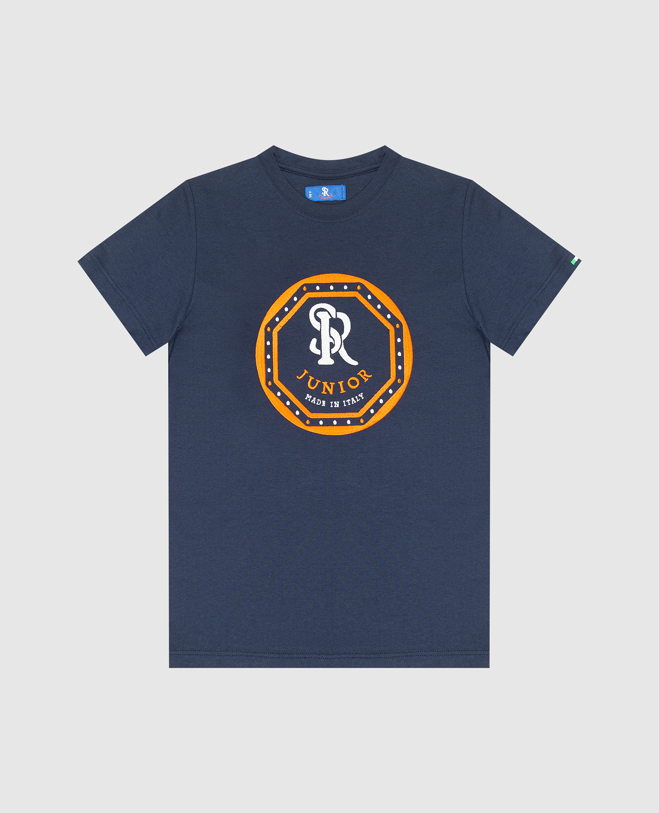 Children's dark blue T-shirt with logo embroidery