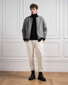 Cashmere&Whiskey Серый двухсторонний бомбер из шерсти и кашемира GM004Z1340437