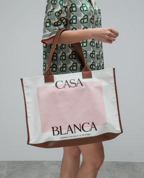 Casablanca Біла сумка-тоут Casa Canvas з логотипом AF23BAG07901