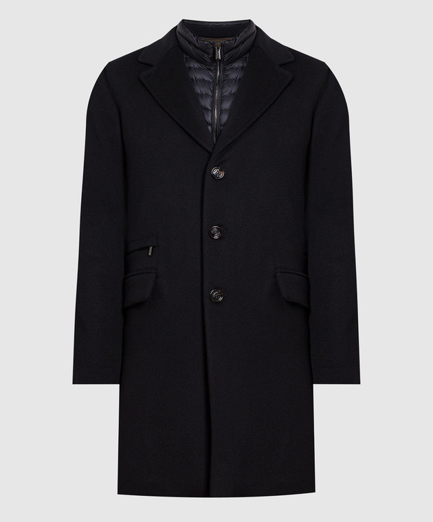 MooRER Black wool and cashmere coat HARRISLE