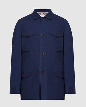 Brunello Cucinelli Синяя куртка из льна и шерсти MW4946874