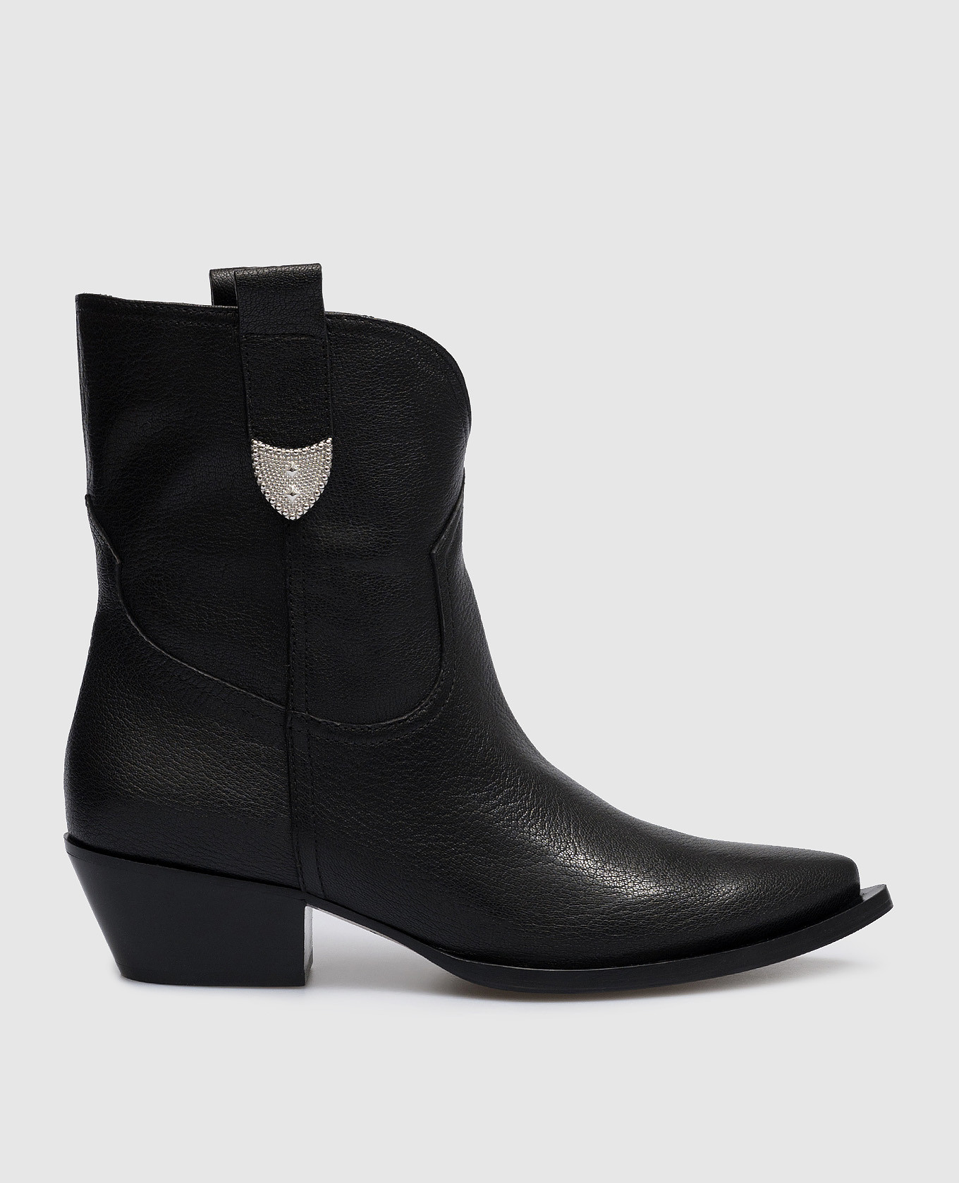 Paris black leather boots with metal details