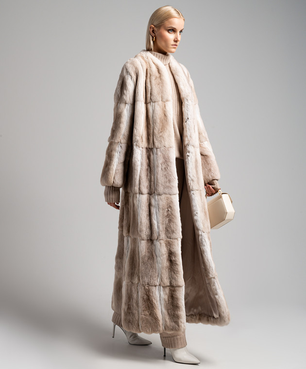 Elpidio Loffredo Beige maxi fur coat made of chinchilla fur CHI010AN14 image 2