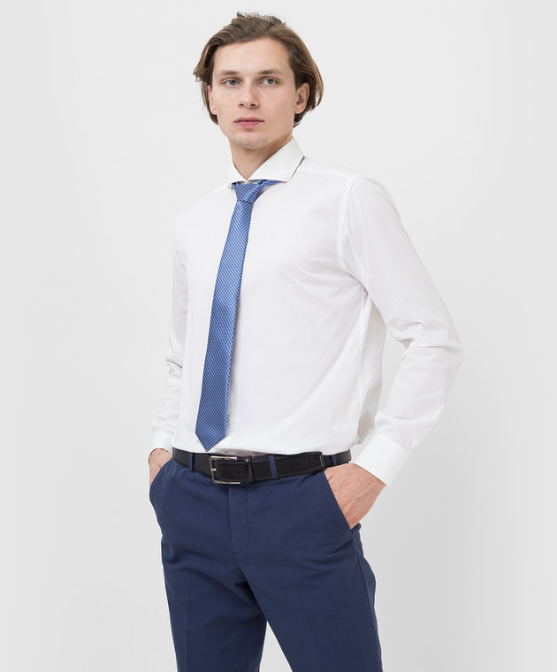 Canali Синій шовковий краватку у візерунок HJ0346189 зображення 2