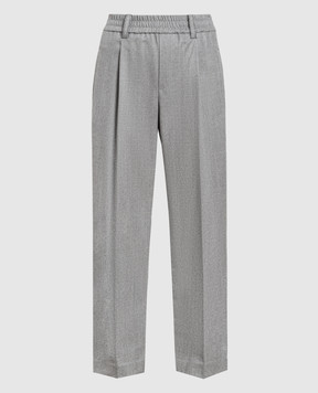 Brunello Cucinelli Сірі штани з вовни з ланцюжком моніль ME226P7811