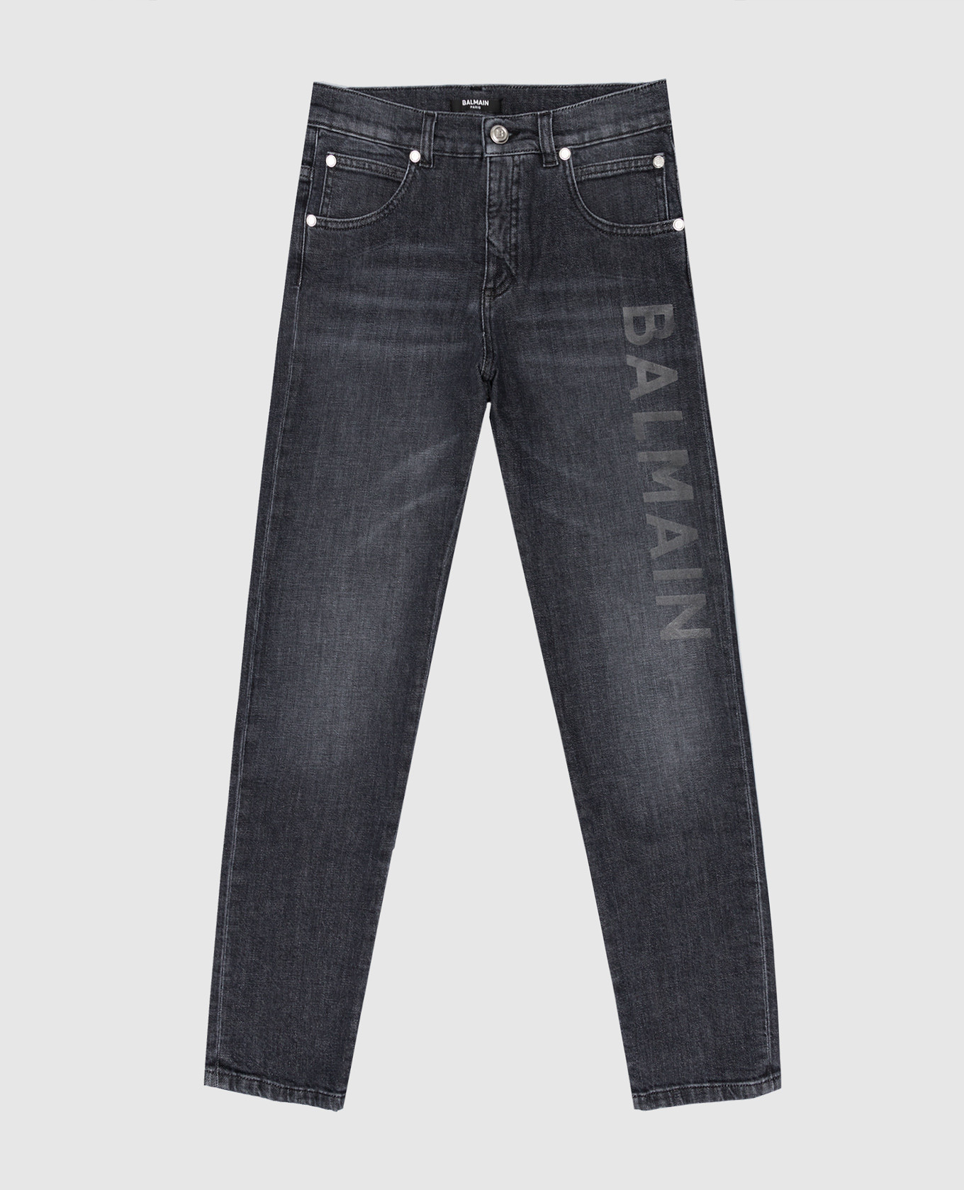 

Детские темно-серые джинсы с принтом логотипа, Серый, Джинсы