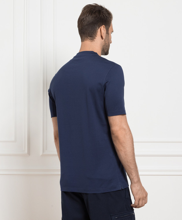 Brunello Cucinelli Голубая футболка с принтом логотипа M0T618442 изображение 4