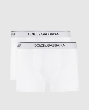 Dolce&Gabbana Набор белых трусов-боксеров с контрастным логотипом. M9C07JFUGIW