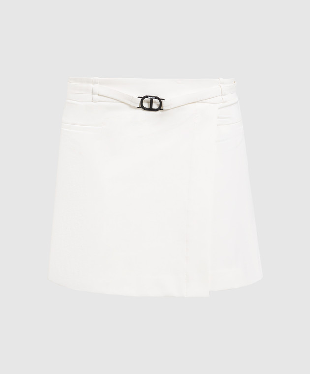 Twinset White mini skirt with contrasting Oval T logo 231TP2112