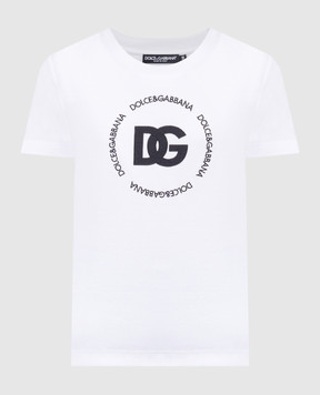 Dolce&Gabbana Белая футболка с вышивкой логотипа F8T00ZGDB5U