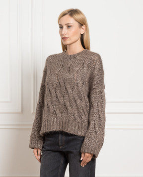 Brunello Cucinelli Коричневый свитер с люрексом MMA371400