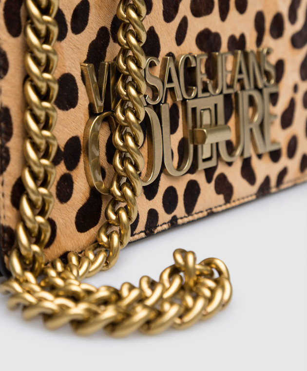 Versace Jeans Couture Коричневая кожаная сумка кросс-боди с леопардовым принтом 73VA4BL1ZP179 изображение 5