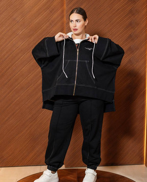 Twinset Чорна спортивна кофта з логотипом 232LI2UAA