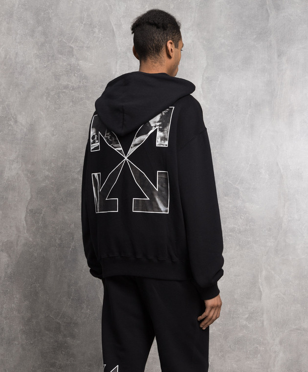 Off-White Черное худи с принтом логотипа OMBB037C99FLE003 изображение 4