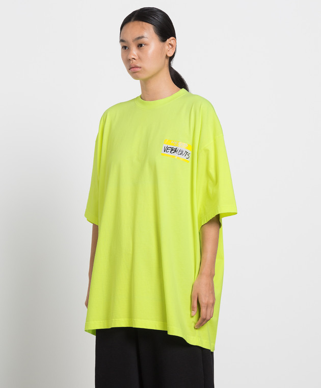 Vetements Неонові жовті футболки з принтом логотипу UA53TR170Y зображення 3
