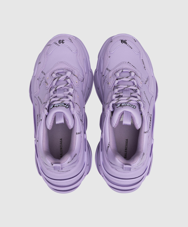 Balenciaga Сиреневые кроссовки Triple S в принт логотипа 524039W2FA1 изображение 4