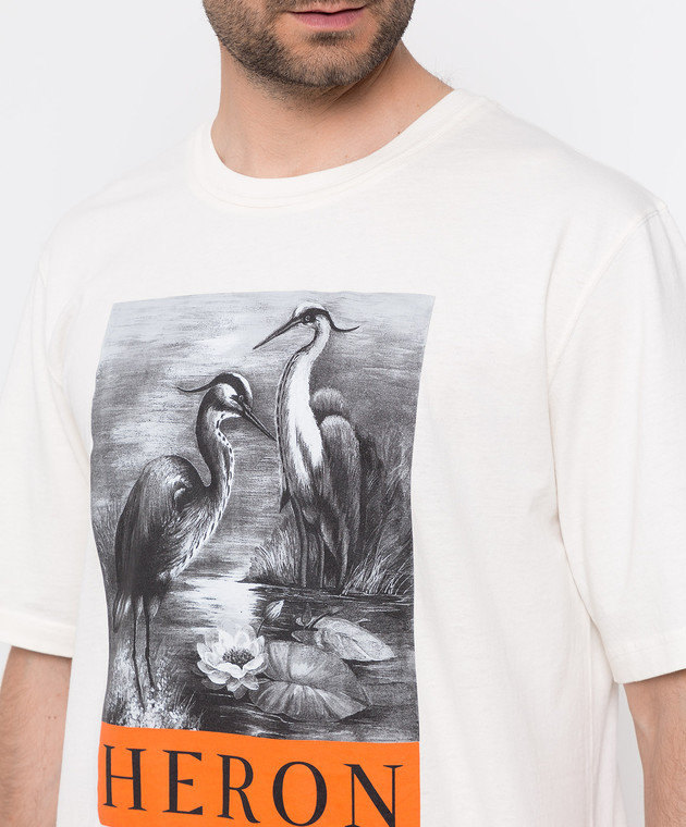 Heron Preston Світло-бежева футболка з принтом HMAA026C99JER001 зображення 5