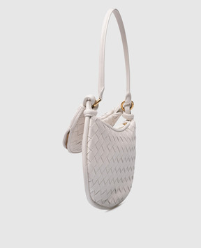 Bottega Veneta Біла шкіряна сумка-хобо Gemelli з плетінням 776764VCPP1