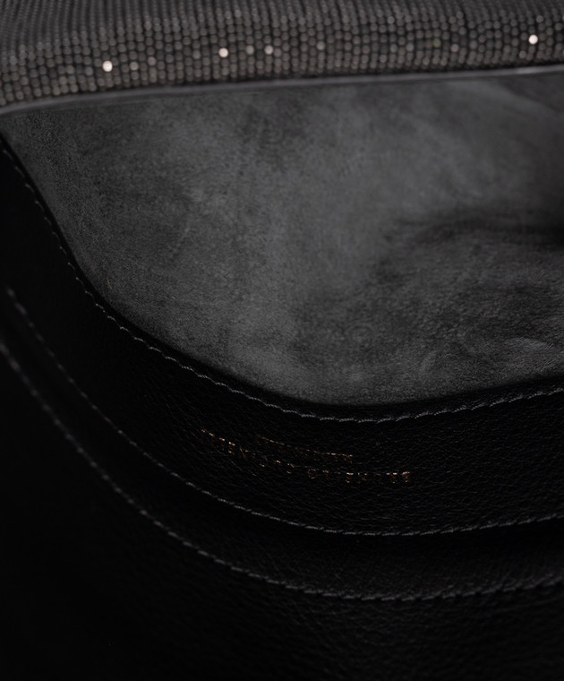 Brunello Cucinelli Gray leather clutch with monil chain MBMON2492 image 4