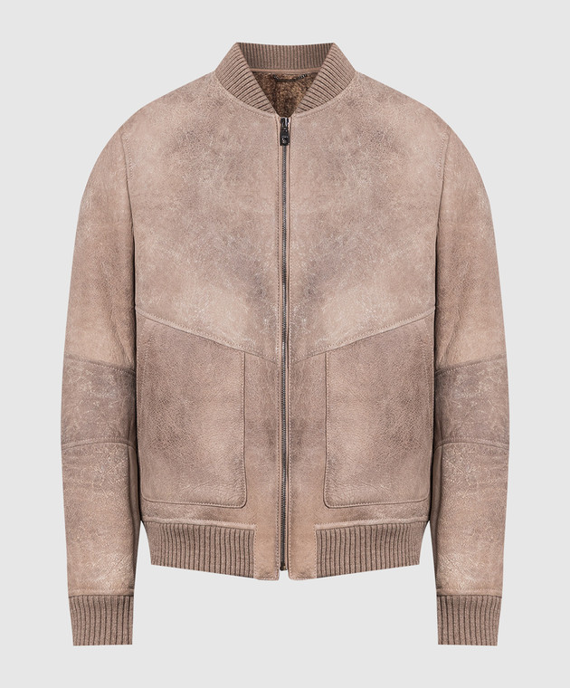 Dolce&Gabbana Brown leather bomber jacket G9XK7LFUPOH